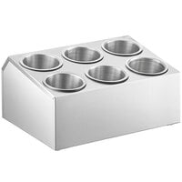 Choice Six Hole Stainless Steel Flatware Organizer with Stainless Steel Solid Cylinders