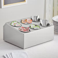 Choice Six Hole Stainless Steel Flatware Organizer with Stainless Steel Solid Cylinders