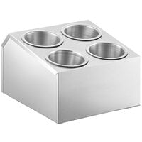 Choice Four Hole Stainless Steel Flatware Organizer with Stainless Steel Solid Cylinders