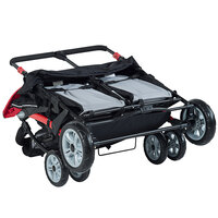 Foundations 4141079 Quad Sport 4-Passenger Red / Black Stroller with Dual Canopy, 5-Point Harnesses, and Storage Basket