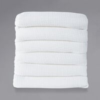Foundations CB-TL-WH-06 ThermaLux 32 inch x 40 inch White Waffle-Weave Fleece Baby Blanket with Polysatin Hem - 6/Pack