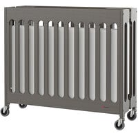 Foundations Boutique 24 inch x 38 inch Dapper Gray Compact Slatted Wood Folding Crib with Oversized Casters and 3 inch InfaPure Mattress