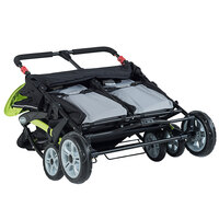 Foundations 4141299 Quad Sport 4-Passenger Lime / Black Stroller with Dual Canopy, 5-Point Harnesses, and Storage Basket