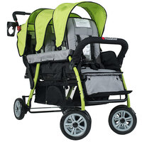 Foundations 4130299 Trio Sport 3-Passenger Lime / Black Stroller with Canopies, 5-Point Harnesses, and Storage Basket