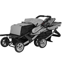 Foundations 4130339 Trio Sport 3-Passenger Gray / Black Stroller with Canopies, 5-Point Harnesses, and Storage Basket