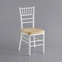 Lancaster Table & Seating White Wood Chiavari Chair with Gold Cushion