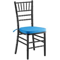 Lancaster Table & Seating Black Wood Chiavari Chair with Blue Cushion