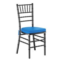 Lancaster Table & Seating Black Wood Chiavari Chair with Blue Cushion