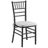 Lancaster Table & Seating Black Wood Chiavari Chair with Silver Cushion