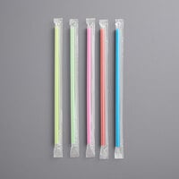 Choice 7 3/4" Jumbo Neon Wrapped Straw   - 12000/Case