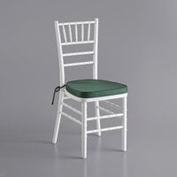 Lancaster Table & Seating White Wood Chiavari Chair with Green Cushion