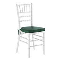 Lancaster Table & Seating White Wood Chiavari Chair with Green Cushion