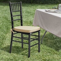 Lancaster Table & Seating Black Wood Chiavari Chair with Gold Cushion