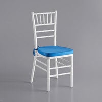 Lancaster Table & Seating White Wood Chiavari Chair with Blue Cushion