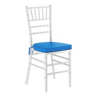Lancaster Table & Seating White Wood Chiavari Chair with Blue Cushion