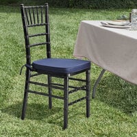 Lancaster Table & Seating Black Wood Chiavari Chair with Navy Blue Cushion