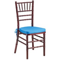 Lancaster Table & Seating Mahogany Wood Chiavari Chair with Blue Cushion