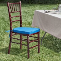Lancaster Table & Seating Mahogany Wood Chiavari Chair with Blue Cushion