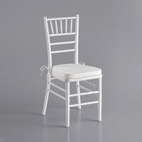 Lancaster Table & Seating White Wood Chiavari Chair with Ivory Cushion