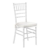 Lancaster Table & Seating White Wood Chiavari Chair with Ivory Cushion