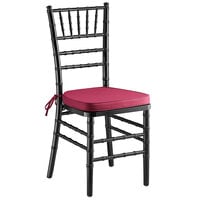 Lancaster Table & Seating Black Wood Chiavari Chair with Wine Red Cushion