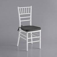 Lancaster Table & Seating White Wood Chiavari Chair with Black Cushion