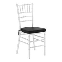 Lancaster Table & Seating White Wood Chiavari Chair with Black Cushion