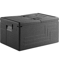 Cambro Cam GoBox® Black Flip Lid Top Loading EPP Insulated Food Pan Carrier - 8" Deep Full-Size Pan Max Capacity