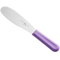 Choice 5 1/2 inch Smooth Stainless Steel Sandwich Spreader with Purple Polypropylene Handle