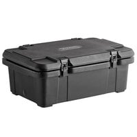CaterGator Black Top Loading Insulated Food Pan Carrier with Vigor Full Size Plastic Food Pan / Lid - 6" Deep Full-Size Pan Max Capacity