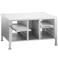 Rational 60.31.539 43 5/16 inch x 35 7/16 inch Open Front and Back Stationary Equipment Stand with 2 Shelves and Stainless Steel Feet for iVario 2-S Tilt Skillets