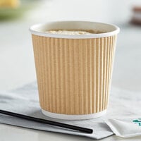 Choice 4 oz. Double Wall Ripple Kraft Paper Hot Cup - 500/Case