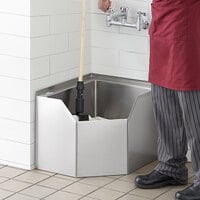 Regency 16-Gauge Stainless Steel One Compartment Corner Mop Sink with Notched Front - 20 inch x 16 inch x 12 inch Bowl