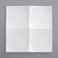 Front of the House DAP032WHP23 Origami 8 inch Bright White 4-Compartment Square Porcelain Plate - 12/Case