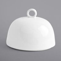 Front of the House DCV001WHP23 Monaco 4 1/4" Bright White Round Porcelain Cloche - 12/Case
