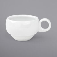 Front of the House DCS028WHP23 Monaco 3 oz. Bright White Stackable Porcelain Cup - 12/Case