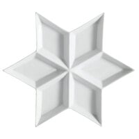 CAC CMP-6 12" Bright White Porcelain Star-Shaped 6 Compartment Tasting Tray - 12/Case