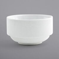 Front of the House DBO054WHP23 Monaco 9 oz. Bright White Round Stackable Porcelain Bowl - 12/Case