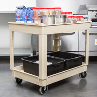 Continental 5805BE 40 inch x 25 inch Beige Utility Cart with 2-Shelf Recessed Top