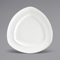 Front of the House DDP020WHP22 Trillium 11 inch Bright White Wide Rim Triangle Porcelain Plate - 6/Case