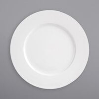Front of the House DDP027WHP12 Monaco 11 inch Bright White Wide Rim Round Porcelain Plate - 6/Case