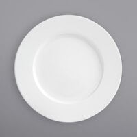 Front of the House DBB041WHP13 Monaco 6 1/2" Bright White Wide Rim Round Porcelain Plate - 12/Case