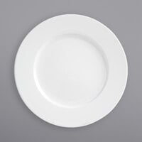 Front of the House DAP029WHP12 Monaco 8 1/2" Bright White Wide Rim Round Porcelain Plate - 6/Case