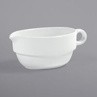 Front of the House TGB003WHP21 Monaco 16 oz. Bright White Stackable Porcelain Gravy Boat - 4/Case