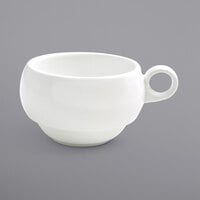 Front of the House DCS026WHP23 Monaco 9 oz. Bright White Stackable Porcelain Cup - 12/Case