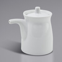 Front of the House TSB006WHP22 Nouvelle 6 oz. Bright White Porcelain Pourer / Creamer with Lid - 6/Case