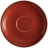 Acopa Keystone 6 1/2" Sedona Orange Stoneware Saucer - Sample