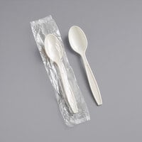 Visions Individually Wrapped Beige Heavy Weight Plastic Teaspoon - 1000/Case
