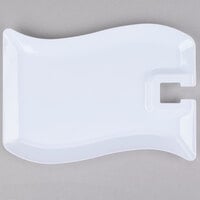 Fineline Wavetrends 1409-WH 6" x 9 1/2" White Plastic Cocktail Plate with Stemware Hole - 120/Case