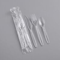 Visions Individually Wrapped Clear Heavy Cutlery Pack with Knife, Fork and Spoon - 500/Case